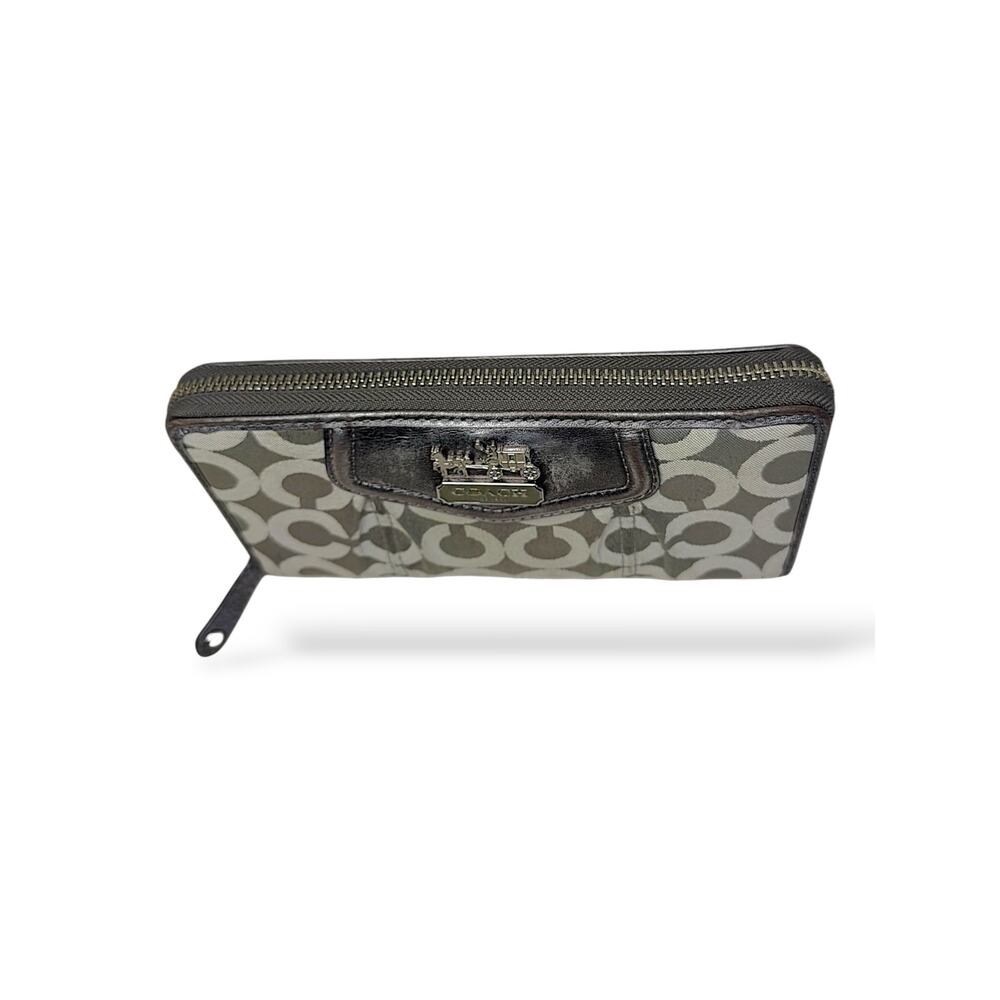 Coach Signature C Zip Around Accordion Wallet Gray Pewter Silver Horse& Carriage - Picture 4 of 10